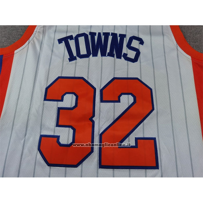 Maglia New York Knicks Karl-Anthony Towns #32 Citta 2024-25 Bianco